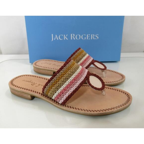 Jack Rogers Signature Jacks Rope Flat Thong Slide Sandals Multi Blush Size 8 - Picture 4 of 6
